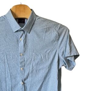 UNTUCKit Mens XXL Slim Fit Blue White Floral Short Sleeve Performance Shirt